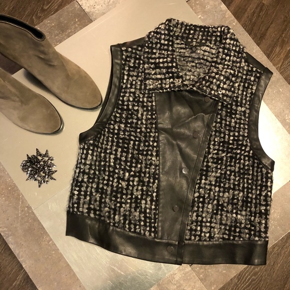 1[7ForAllMankind] BoucleMoro Vest black white grey - Picture 1 of 6